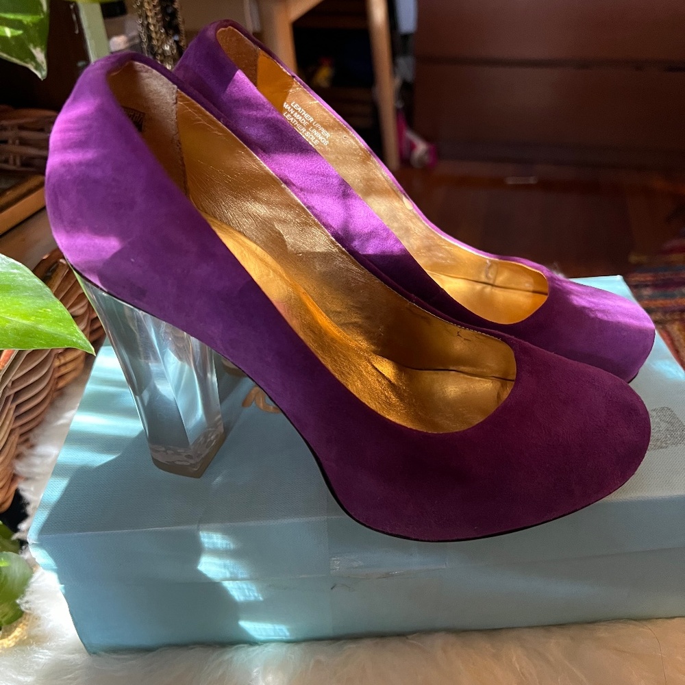 Report Purple Lucite Heels.